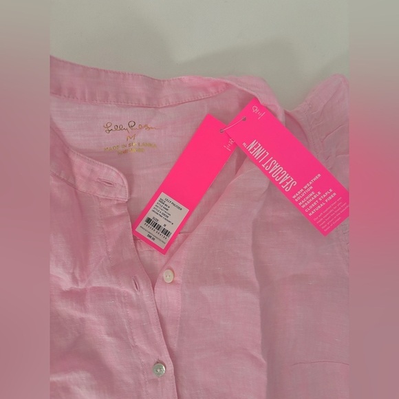 Lilly Pulitzer BRIETTE BUTTON DOWN URCHIN PINK X RESORT WHITE SZ M - Picture 3 of 9